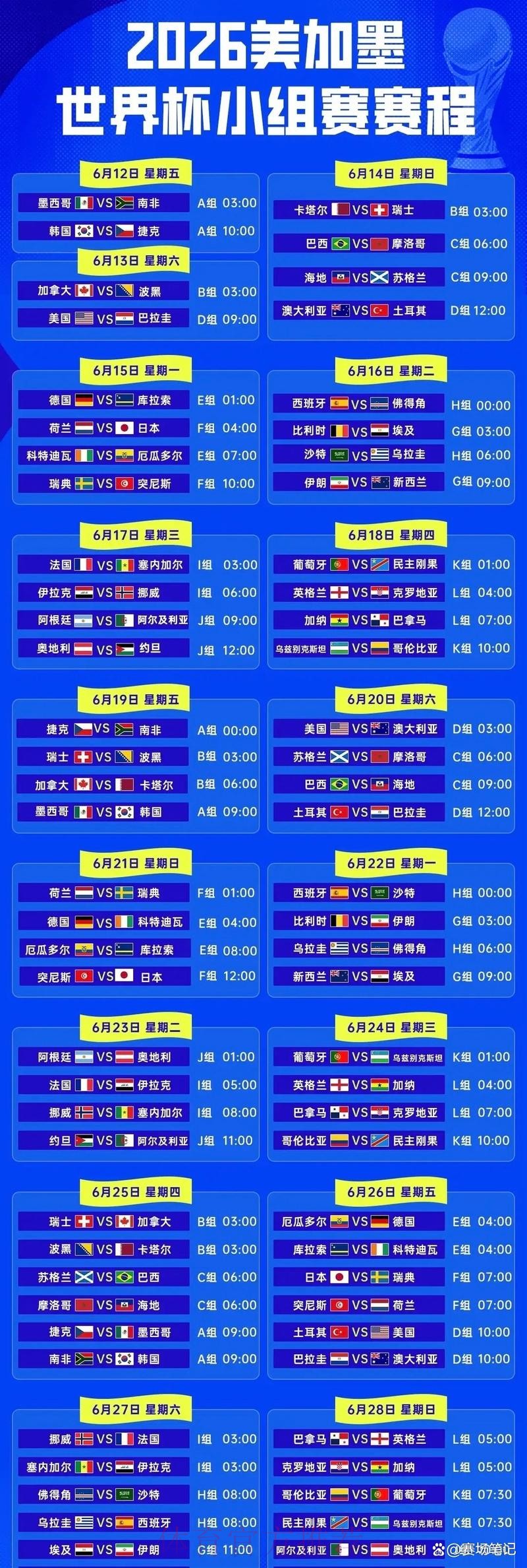 2026世界杯赛程发布时间表揭晓 2026世界杯赛程发布时间表揭晓